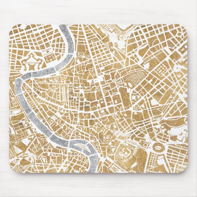 Tapis De Souris Carte dorée de ville de Rome (Devant)