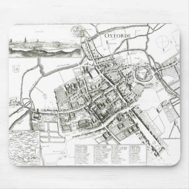 Tapis De Souris Carte d'Oxford, 1643 (Devant)