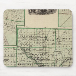 Tapis De Souris Carte du comté de Kankakee, Kankakee et Gilman