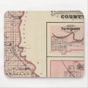 Tapis De Souris Carte du comté de Vermillion avec Newport