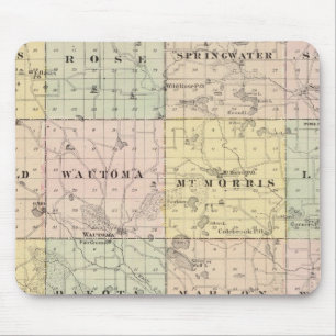 Tapis De Souris Carte du comté de Waushara, Necedah et Wautoma