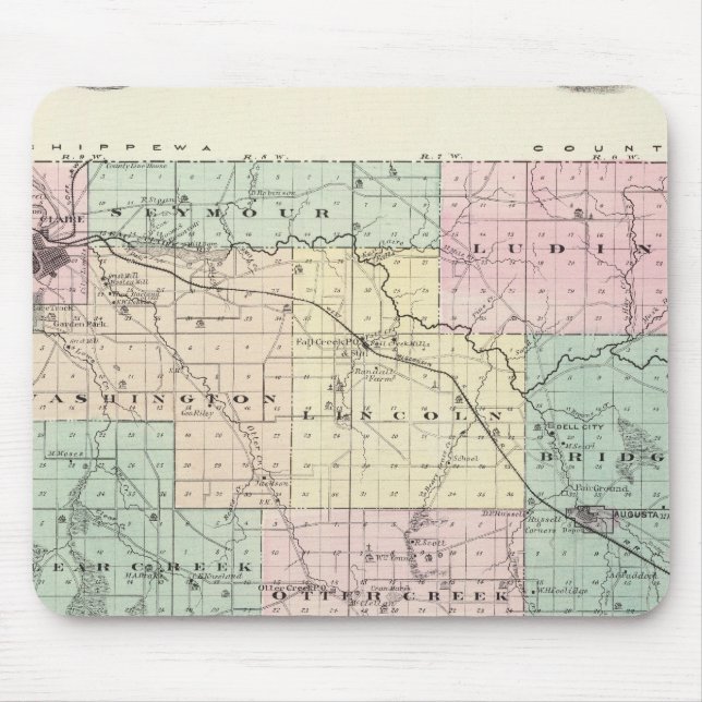 Tapis De Souris Carte du comté d'Eau Claire, État du Wisconsin (Devant)