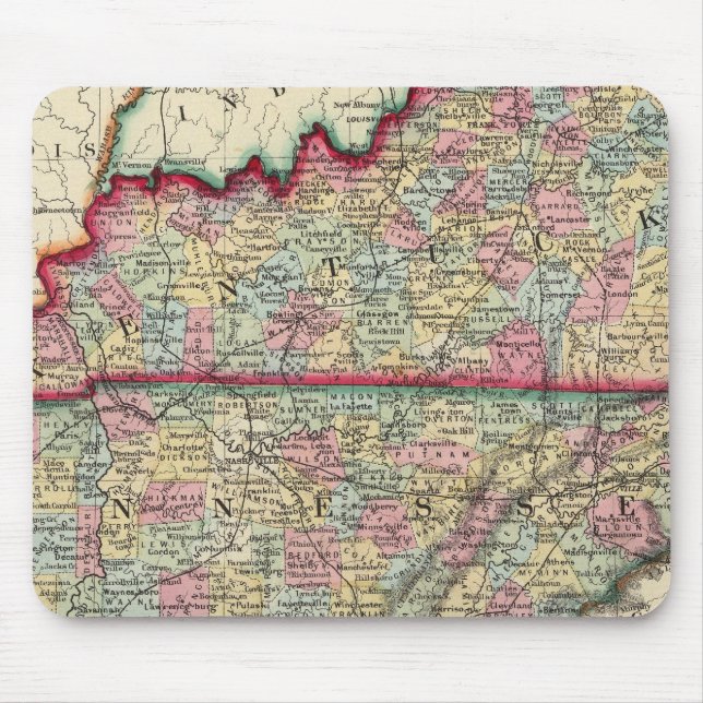 Tapis De Souris Carte Du Comté Du Kentucky Et Du Tennessee (Devant)