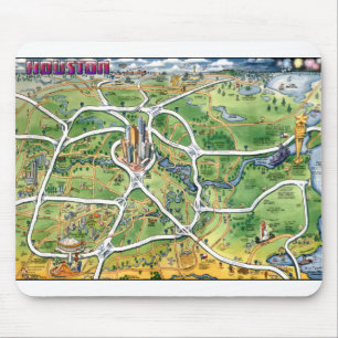 Tapis De Souris Carte du dessin animé de Houston au Texas