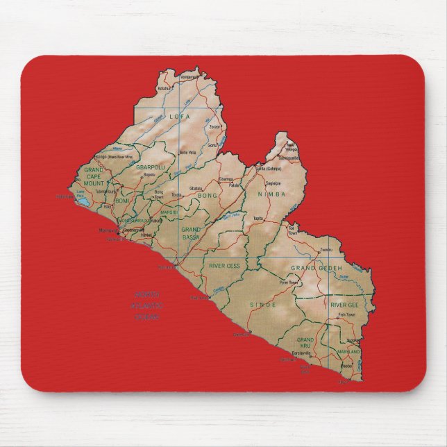 Tapis De Souris Carte du Liberia à Mousepad (Devant)