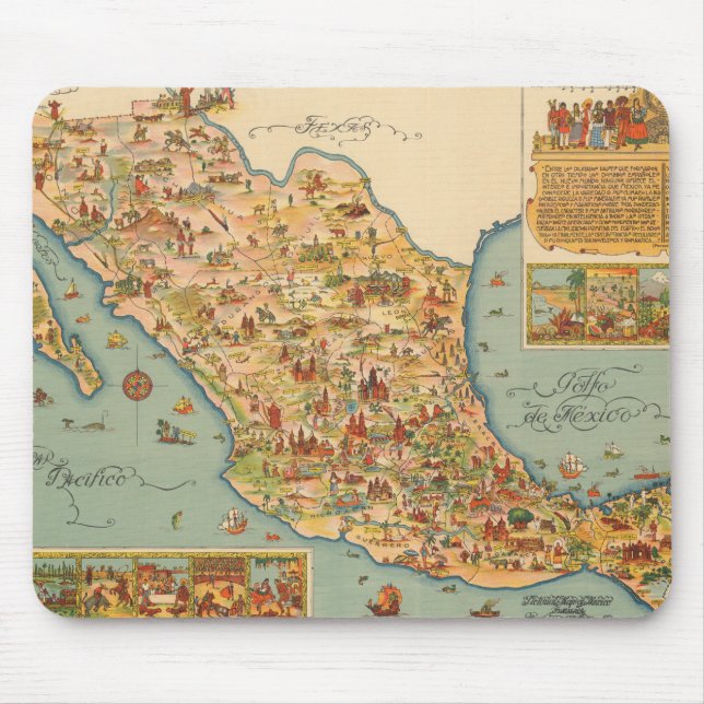 Tapis De Souris Carte du Mexique en images (Devant)