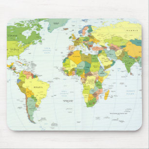 Tapis De Souris Carte du monde Atlas Poster Politique : Décoration