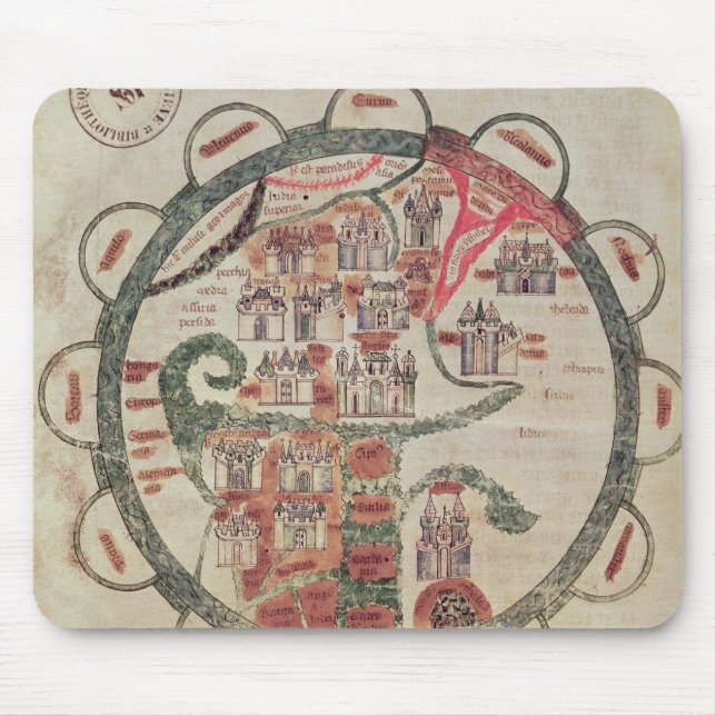 Tapis De Souris Carte du monde avec Jérusalem au centre (Devant)