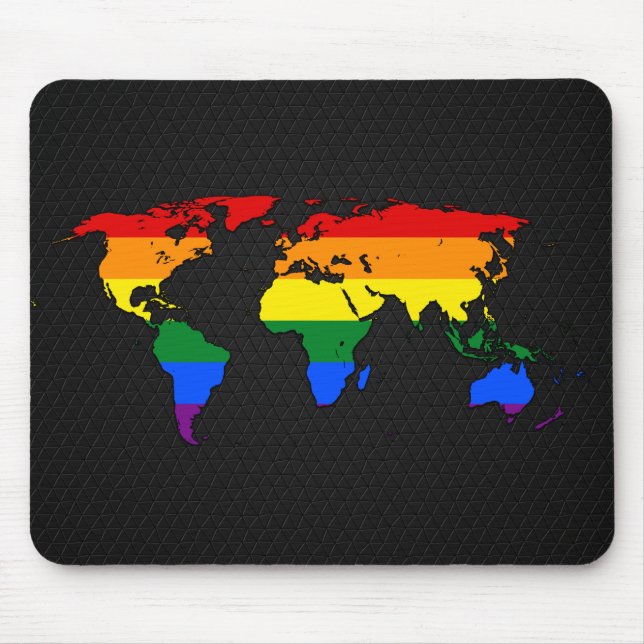 Tapis De Souris Carte du monde de la fierté LGBT (Devant)