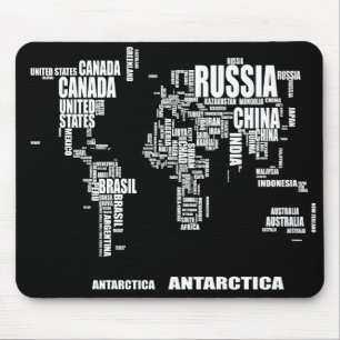 Tapis De Souris Carte du monde de typographie