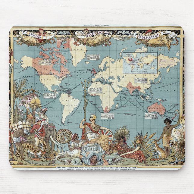 Tapis De Souris Carte du monde-Empire britannique-1886 (Devant)