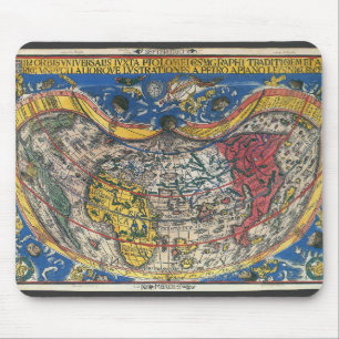 Tapis De Souris Carte du monde en forme de cœur antique de Peter A