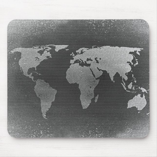 Tapis De Souris Carte du monde noir et blanc (Devant)