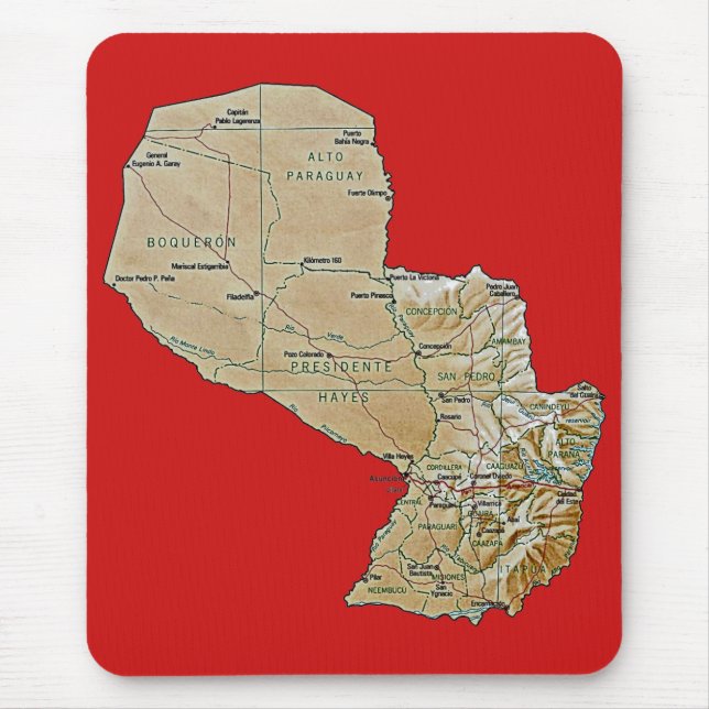 Tapis De Souris Carte du Paraguay Mousepad (Devant)