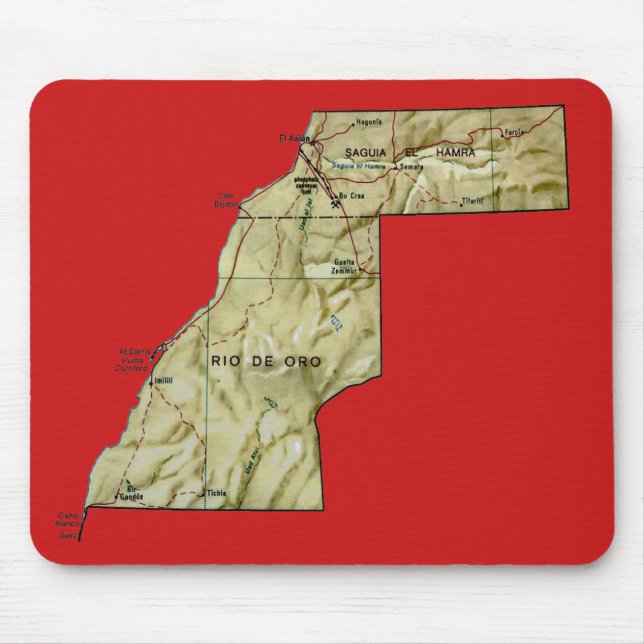 Tapis De Souris Carte du Sahara Occidental Mousepad (Devant)