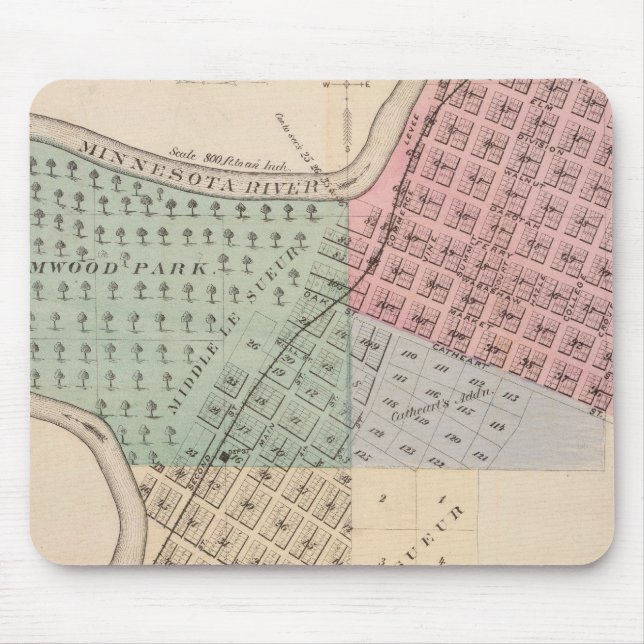 Tapis De Souris Carte du Sueur, Carte de Cleveland, Minnesota (Devant)