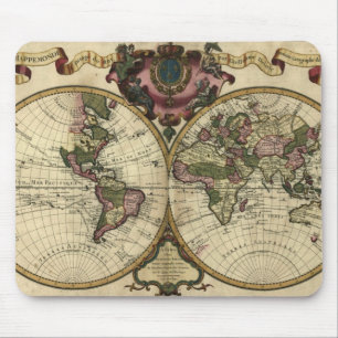 Tapis De Souris Carte du vieux monde 1720 Mousepad