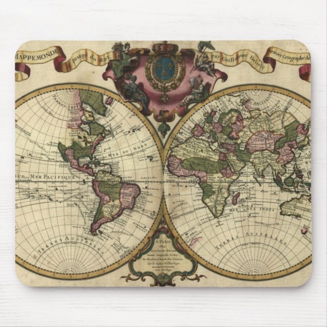 Tapis De Souris Carte du vieux monde 1720 Mousepad (Devant)