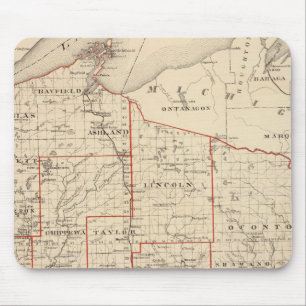 Tapis De Souris Carte du Wisconsin, montrant les districts de rass