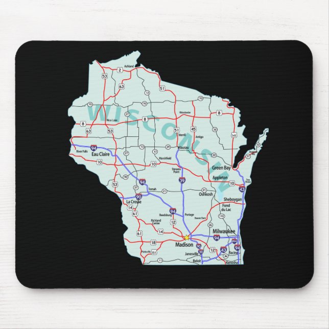 Tapis De Souris Carte du Wisconsin Mousepad (Devant)