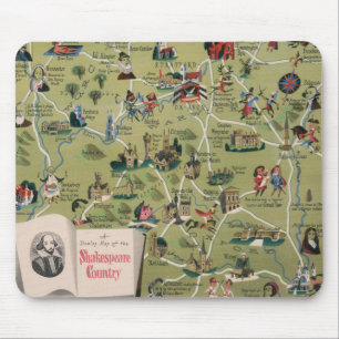Tapis De Souris Carte Dunlop du pays de Shakespeare, Angleterre