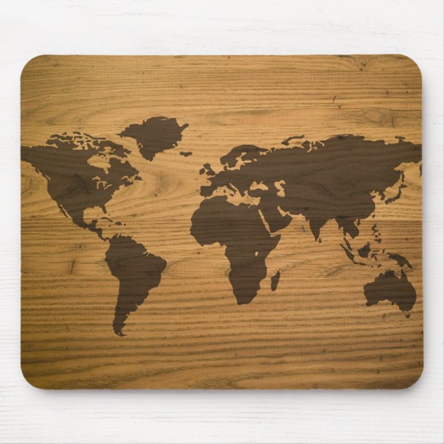 Tapis De Souris Carte en bois du monde de grain (Devant)