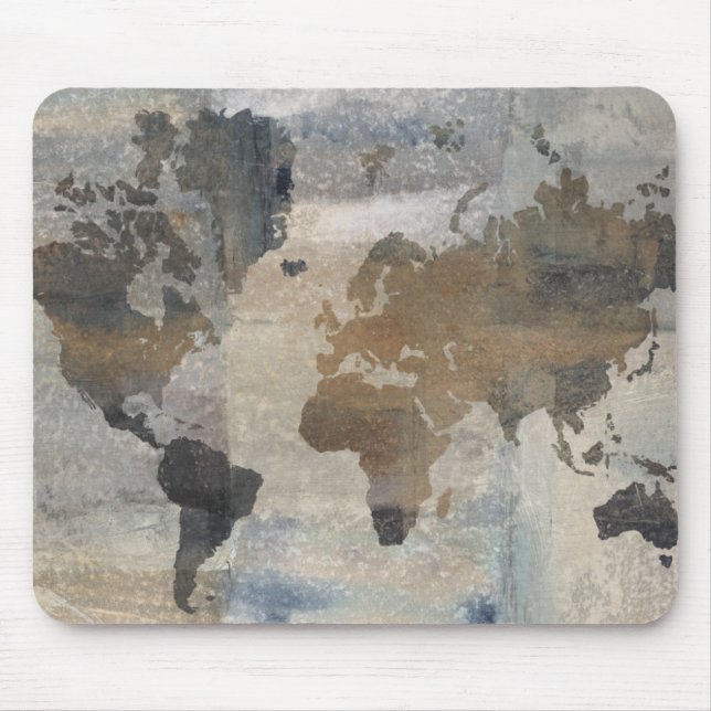 Tapis De Souris Carte en pierre grise du monde (Devant)