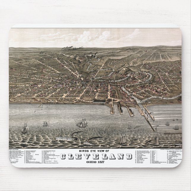 Tapis De Souris Carte graphique Cleveland - Ohio - 1877 (Devant)