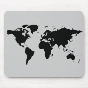 Tapis De Souris carte graphique noire du monde