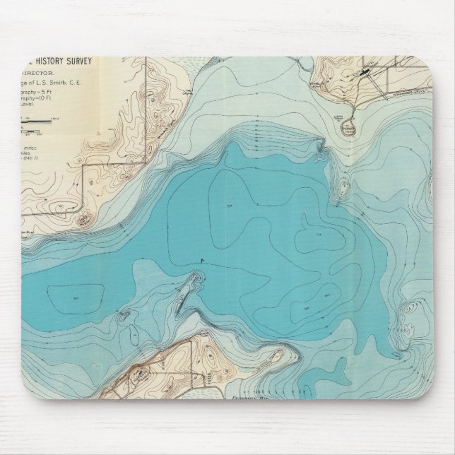 Tapis De Souris Carte hydrographique Lac Mendota (Devant)