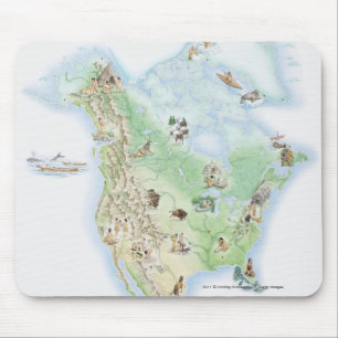 Tapis De Souris Carte illustrée de l'Amérique du Nord