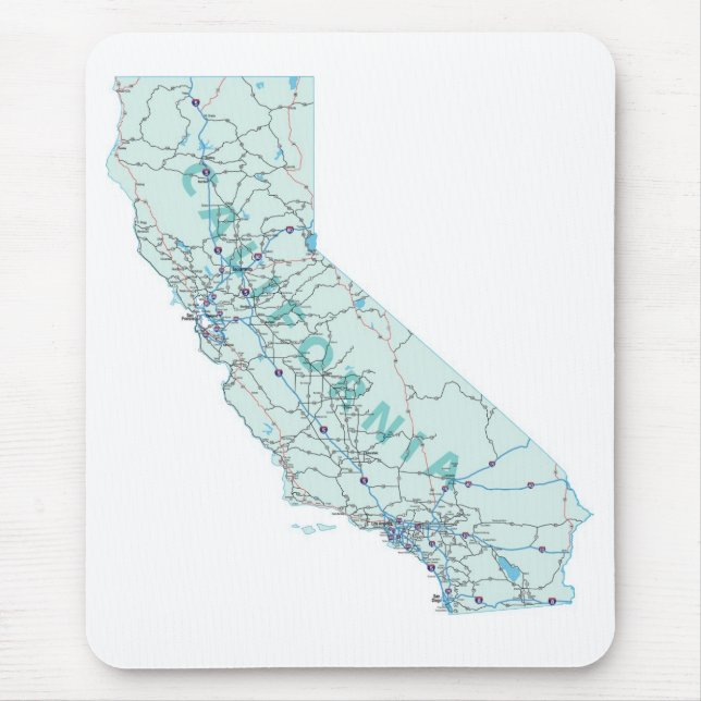 Tapis De Souris Carte Interstate de Californie Mousepad (Devant)