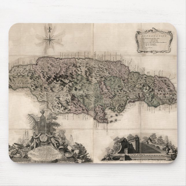 Tapis De Souris CARTE : La JAMAÏQUE, 1763 (Devant)