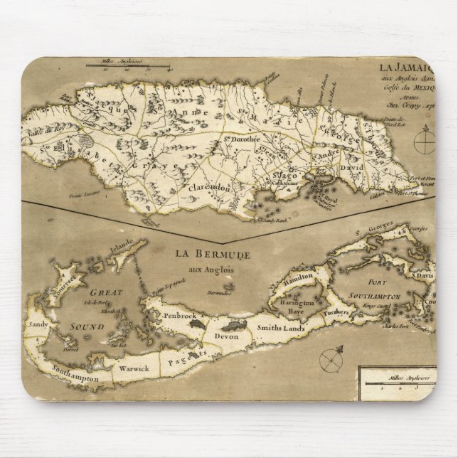 Tapis De Souris CARTE : La JAMAÏQUE, 1767 (Devant)