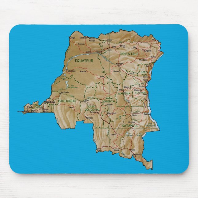Tapis De Souris Carte Mousepad de Congo-Kinshasa (Devant)