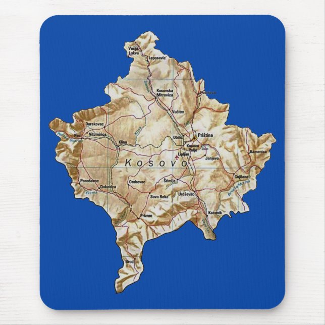 Tapis De Souris Carte Mousepad de Kosovo (Devant)