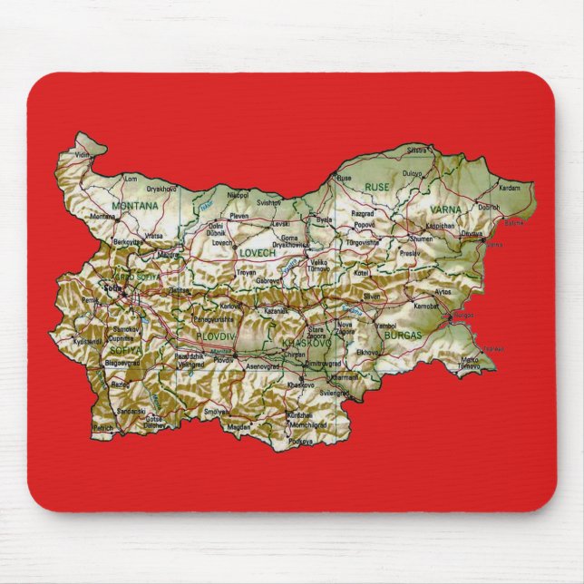 Tapis De Souris Carte Mousepad de la Bulgarie (Devant)
