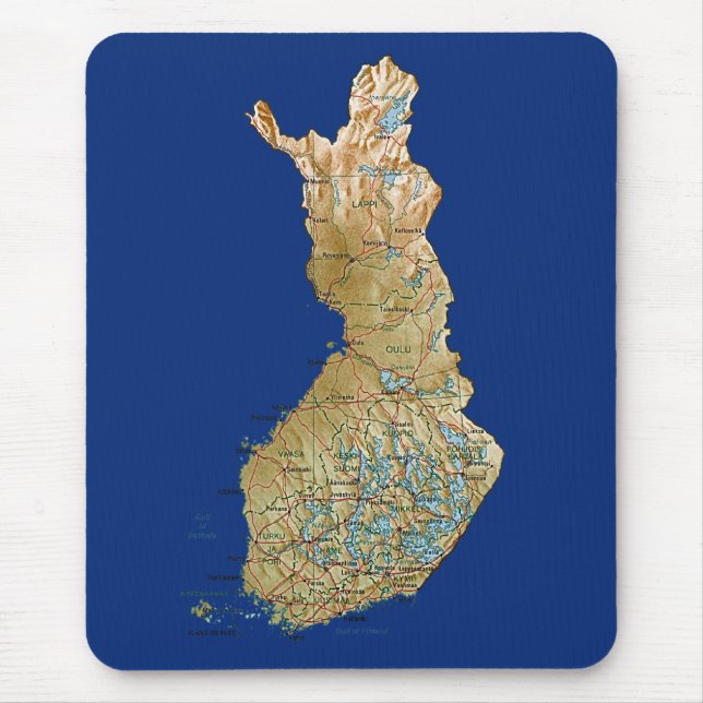 Tapis De Souris Carte Mousepad de la Finlande (Devant)