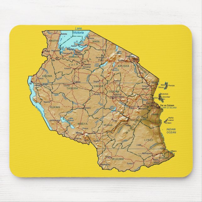 Tapis De Souris Carte Mousepad de la Tanzanie (Devant)