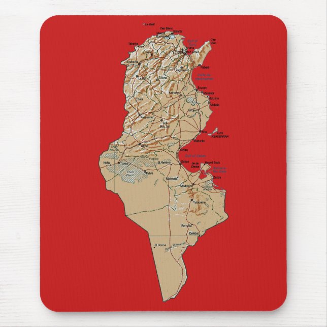 Tapis De Souris Carte Mousepad de la Tunisie (Devant)