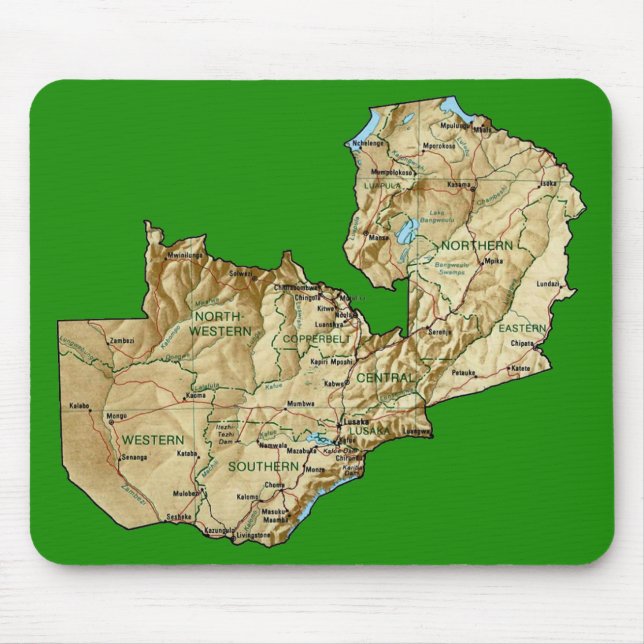 Tapis De Souris Carte Mousepad de la Zambie (Devant)