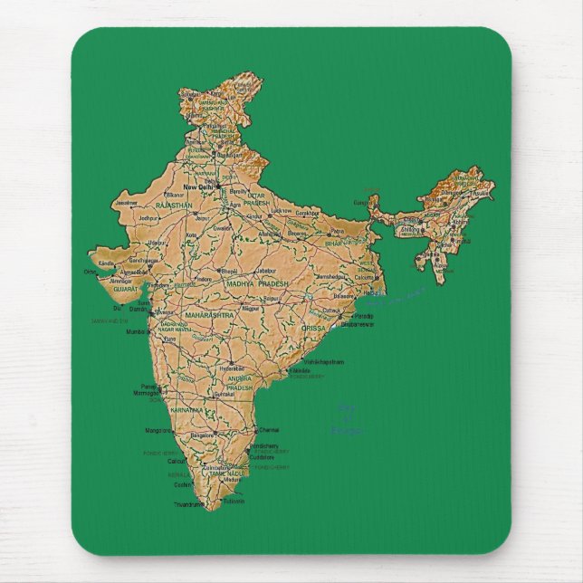 Tapis De Souris Carte Mousepad de l'Inde (Devant)