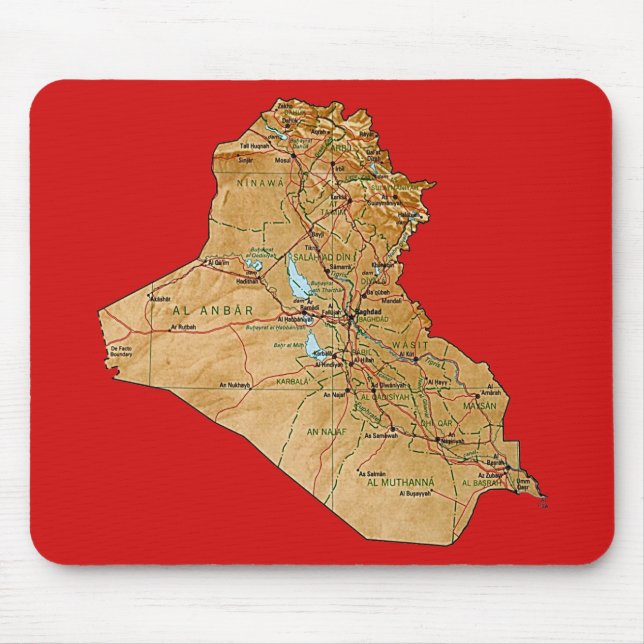 Tapis De Souris Carte Mousepad de l'Irak (Devant)