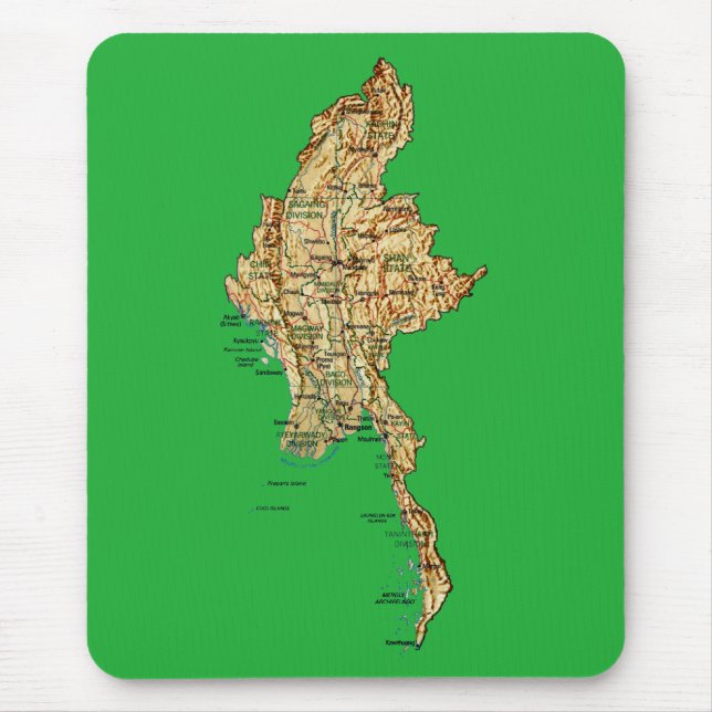 Tapis De Souris Carte Mousepad de Myanmar (Devant)