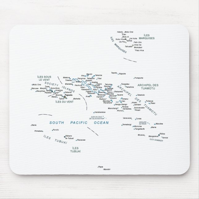 Tapis De Souris Carte Mousepad de Polynésie française (Devant)