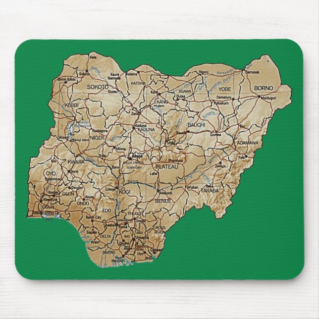 Tapis De Souris Carte Mousepad du Nigéria (Devant)
