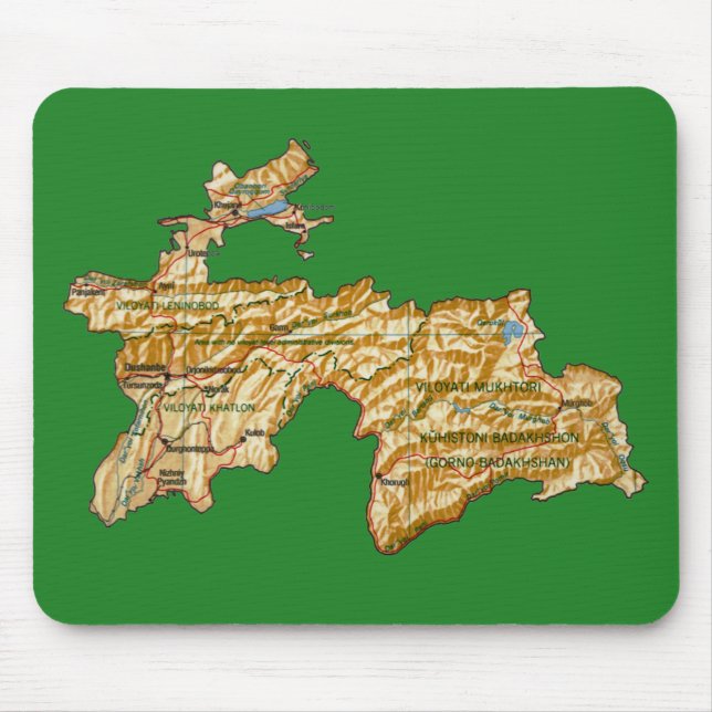 Tapis De Souris Carte Mousepad du Tadjikistan (Devant)