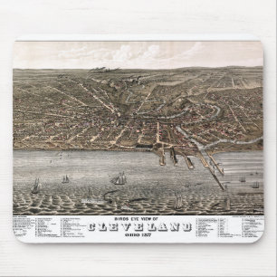 Tapis De Souris Carte picturale Cleveland - Ohio - 1877