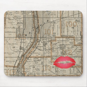 Tapis De Souris Carte Plat Batavia Illinois 1870 Fox River Valley