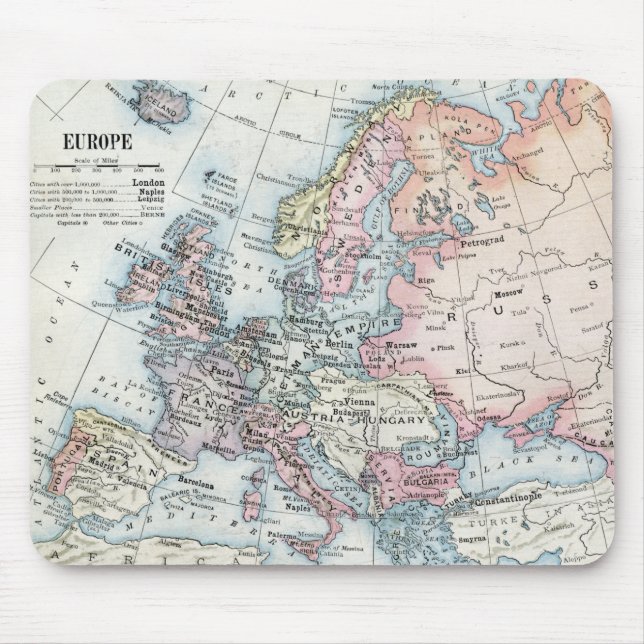 Tapis De Souris Carte politique de l'Europe (1916) (Devant)